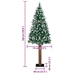 vidaXL Sapin de Noël mince bois véritable et neige blanche vert 180 cm pas cher