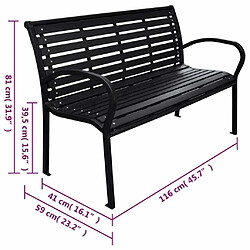 Maison Chic Banc de jardin | Banquette de jardin | Chaise Relax Noir 116 cm Acier et WPC -MN53890 pas cher