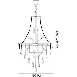 Avis Luminaire Center Suspension Sophia 17 Ampoules chrome poli/cristal