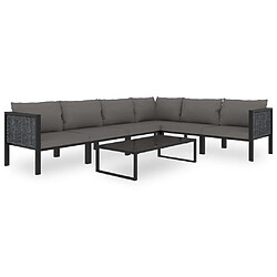 vidaXL Salon de jardin 7 pcs avec coussins Résine tressée Anthracite