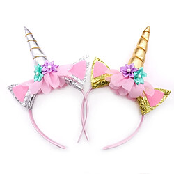 Wewoo Fashion Girls DIY Unicorn Party Bande De Cheveux Golden Animal Cornu Fleur Gaze Bandeau Accessoires Enfants Chapeaux (Or) pas cher