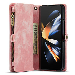 Etui en cuir fendu CASEME magnétique avec support et sangle pour votre Samsung Galaxy Z Fold4 5G - rose