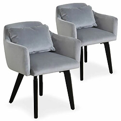 Paris Prix Lot de 2 Fauteuils Velours Scanda 70cm Argent 