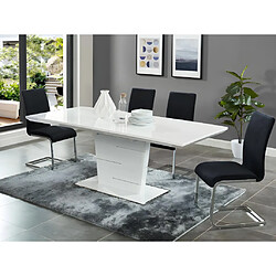 Vente-Unique Table à manger extensible AMELLE - 6 à 8 personnes - MDF Laqué Blanc 