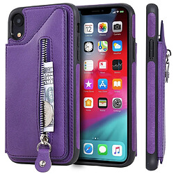 Wewoo Housse Coque Pour étui de protection antichoc à double boucle à fermeture à glissière de couleur solide iPhone XR violet