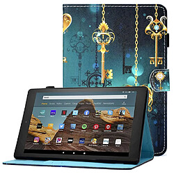 Etui en PU magnétique avec support, porte-cartes et porte-stylo pour votre Amazon Fire HD 10 (2015)/(2017)/(2019) - Horloge ancienne