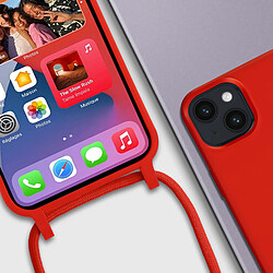 Avizar Coque Cordon iPhone 14 Semi-rigide avec Lanière Tour du Cou 80cm rouge pas cher