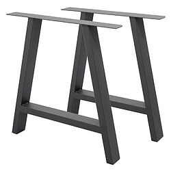 Ecd Germany Set 2 Pieds de table pied de meuble acier forme A support banc gris 70 x 72 cm