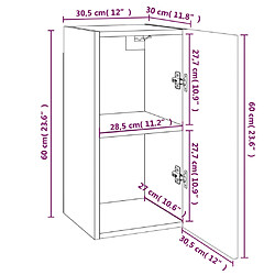 vidaXL Meubles TV Sonoma gris 30,5x30x60 cm Bois d'ingénierie pas cher