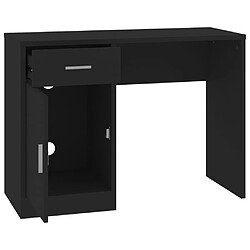 Helloshop26 Bureau table poste de travail meuble d'ordinateur informatique étude avec tiroir et armoire 100 x 40 x 73 cm bois ingénierie noir 02_0023454