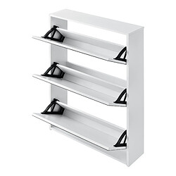 Helloshop26 Étagère à chaussures design meuble de rangement 3 compartiments stockage pour 9 paires façade miroir panneaux de particules mélaminés 102,5 x 63 x 17 cm blanc 03_0005165 