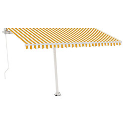 vidaXL Auvent manuel rétractable avec LED 400x300 cm Jaune et blanc