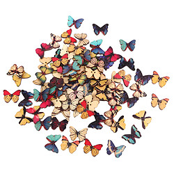 150Pcs forme de papillon dessin coloré boutons en bois pour la couture artisanat bricolage pas cher