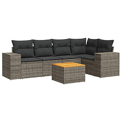 Maison Chic Salon de jardin 6 pcs avec coussins | Ensemble de Table et chaises | Mobilier d'Extérieur gris résine tressée -GKD77330