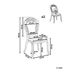 Avis Beliani Chaise de réception Chaise de salle à manger Set de 2 Transparent VERMONT