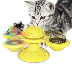 Universal Chien/chat jouet tournant moulin à vent brosse à dents et tournant plaque tournante taquiner gratter chatouiller boule puzzle jouet produits pour animaux de compagnie | jouet pour chat (jaune)