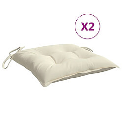 vidaXL Coussins de chaise lot de 2 blanc crème 50x50x7 cm tissu oxford