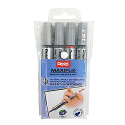 Marqueur effaçable Pentel Maxiflo corps plastique pointe conique 1,2 mm - Pochette de 4