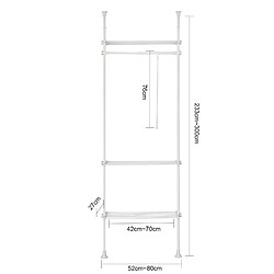 SoBuy KLS07-W Télescopique Porte-vêtements Système de Penderie Blanc