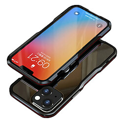 Luphie Bumper en métal bord surélevé mince et frais noir/rouge pour votre Apple iPhone 13 6.1 pouces