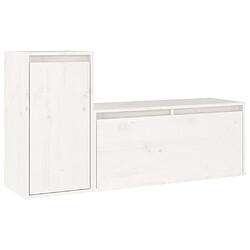 Maison Chic Meubles TV 2 pcs pour salon Blanc Bois massif de pin -MN36363