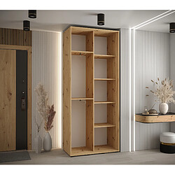 Acheter Abiks Meble Armoire à portes coulissantes Davos 3 235.2 x 120 x 45 2 portes coulissante (Chêne artisan/Noir/Argent)