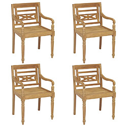 vidaXL Chaises Batavia lot de 4 Bois de teck solide