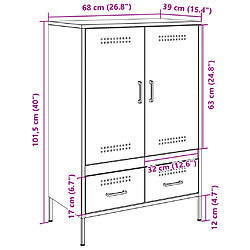 vidaXL Buffet haut blanc 68x39x101,5 cm acier pas cher