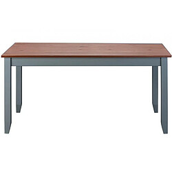 Table à manger rectangulaire en pin massif foncé et gris - L.160 x H.75 x P.90 cm -PEGANE-