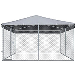 Helloshop26 Chenil extérieur cage enclos parc animaux chien extérieur avec toit pour chiens 382 x 382 x 225 cm 02_0000454