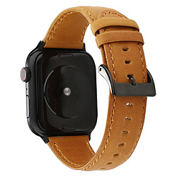 Wewoo Pour Apple Watch Series 5 & 4 40mm / 3 & 2 & 1 38mm Oil Wax Crazy Horse Texture Bracelet en cuir véritable marron clair