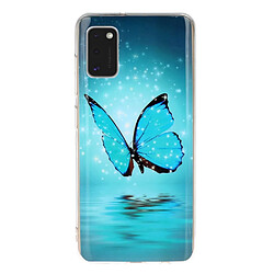 Coque en TPU noctilucent imd papillon bleu pour votre Samsung Galaxy A41 (Global Version)