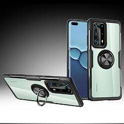 Coque en TPU transparent avec support de bague noir pour votre Huawei P40 Pro