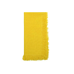 Vente-Unique Lot de 4 serviettes de table à franges - Coton - 45 x 45 cm - Jaune - POLA pas cher