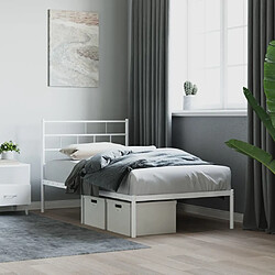 Maison Chic Lit adulte - Cadre de lit métal avec tête de lit pour chambre blanc 107x203 cm -MN57590