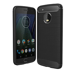 Wewoo Coque noir pour Motorola Moto G5 Plus Texture de fibre de carbone brossé Antichoc TPU housse de protection