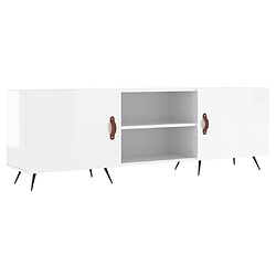 Maison Chic Meuble TV scandinave - Banc TV pour salon blanc brillant 150x30x50 cm bois d'ingénierie -MN51024