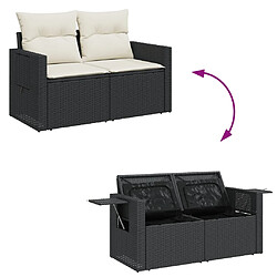 Acheter vidaXL Salon de jardin 6 pcs avec coussins noir résine tressée