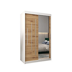 Abiks Meble Armoire YORK 2 À Portes Coulissantes 200/120/62 2 Portes (Blanc/Artisan)