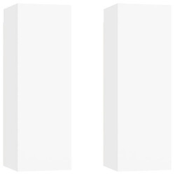 Maison Chic Meubles TV 2 pcs | Banc TV Moderne pour salon | Meuble de Rangement Blanc 30,5x30x90 cm Aggloméré -MN70546