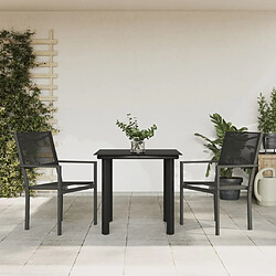 vidaXL Ensemble à manger de jardin 3 pcs noir textilène et acier