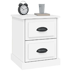 Maison Chic Lot de 2 Tables de chevet,Table de nuit,Table d'appoint pour salon blanc 39x39x47,5 cm bois d'ingénierie -MN75503 pas cher