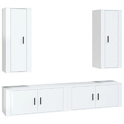 vidaXL Ensemble de meubles TV 4 pcs Blanc brillant Bois d'ingénierie