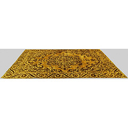 Vidal Tapis de laine 279x189 jaune Vintage Royal pas cher