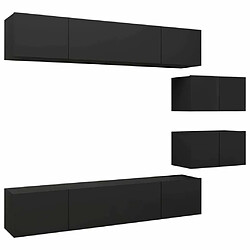 Maison Chic Ensemble de meubles TV 6 pcs | Banc TV Moderne pour salon | Meuble de Rangement - Noir Aggloméré -MN30292