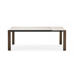 Inside 75 Table extensible 10 couverts DORIAN 260cm pieds bois plateau céramique blanc