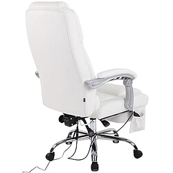 Decoshop26 Fauteuil de bureau avec fonction massage et repose-pieds ajustables en véritable cuir blanc 10_0002576 pas cher