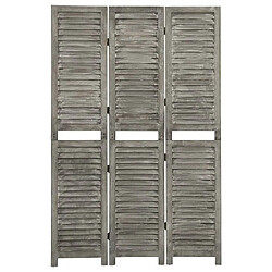 vidaXL Cloison de séparation 3 panneaux Gris 106,5x166 cm Bois solide