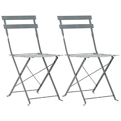 Maison Chic Mobilier de bistro et chaises de jardin 3 pcs Acier Gris -GKD460382 pas cher