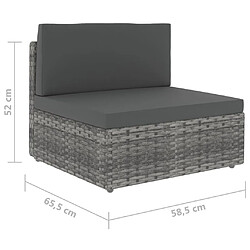 vidaXL Salon de jardin 6 pcs avec coussins Gris Résine tressée pas cher